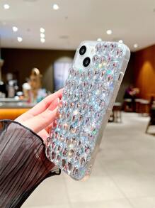 Rhinestone Decor Rhinestone Phone Case Compatible With IPhone 15/15Pro/15Plus/15Promax - Silver - View 3