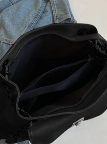 Bolso tote con cerradura girante de hombros con cadena