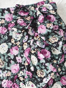 SHEIN 女孩條紋針織吊帶上衣和印花荷葉邊半身裙