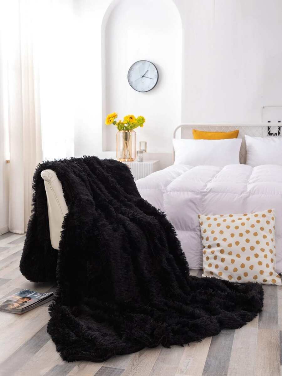 Chăn sang trọng màu rắn - màu đen - Xem 1