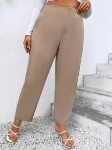 SHEIN Clasi Pantalones de talle alto - Caqui - Ver 1