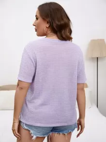 SHEIN Essnce Plus Solid Waffle Knit Tee