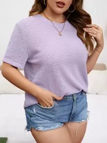 SHEIN Essnce Plus Solid Waffle Knit Tee