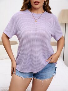 SHEIN Essnce Plus Solid Waffle Knit Tee