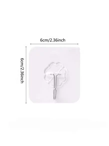 10入組PVC極簡透明花細節牆面掛鉤 - 白色 - 查看 4