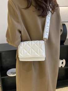 Mini Quilted Flap Square Bag - White - View 5