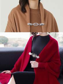 4 Áo Len Vintage Khăn Choàng Kẹp Retro Cardigan Cổ Kẹp Áo Sơ Mi Thổ Cẩm Kẹp Nữ Cô Gái Mặc - Bạc - Xem 2