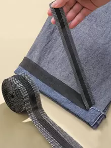 1卷自粘褲在褲邊上貼鐵縮短牛仔褲服裝和牛仔褲服裝DIY縫紉面料 - 黑色 - 查看 1