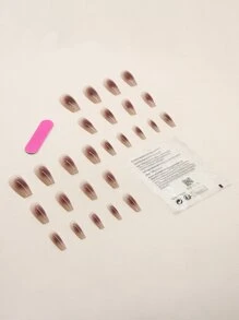 Bộ 24 Móng Tay Giả Chuyển Màu Dài Coffin Kèm 1 Dũa Móng Tay Và 1 Băng Keo - Nhiều màu - Xem 2