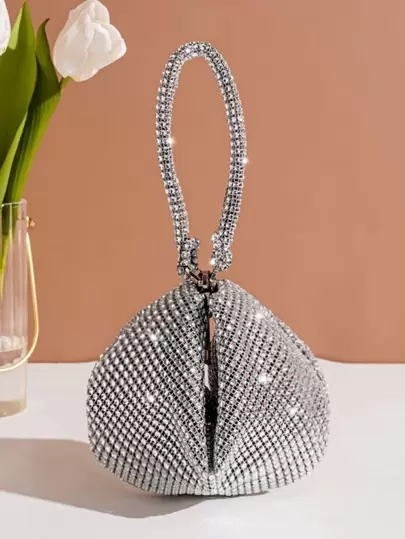 带钻石装饰的迷你派对手提包、适合参加派对的优雅手拿包、时尚女士钱包、口红包、便携式小手提包、迷人水钻包