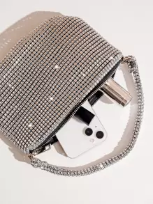 带钻石装饰的迷你派对手提包、适合参加派对的优雅手拿包、时尚女士钱包、口红包、便携式小手提包、迷人水钻包