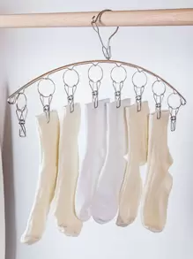 1pc Stainless Steel Multifunction Clip Hanger - Silver - View 1