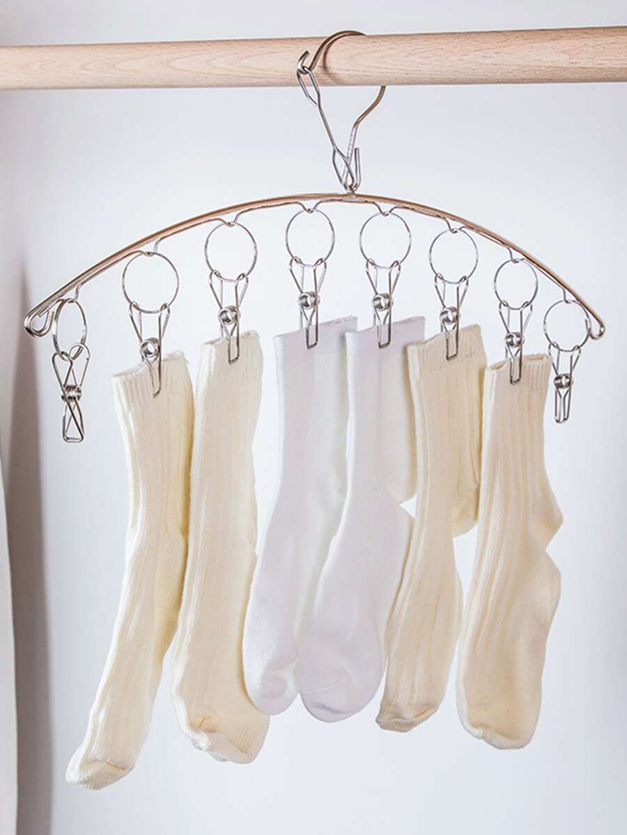 1pc Stainless Steel Multifunction Clip Hanger - Silver - View 1