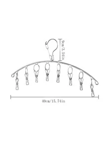 1pc Stainless Steel Multifunction Clip Hanger - Silver - View 3