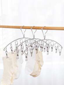 1pc Stainless Steel Multifunction Clip Hanger - Silver - View 5