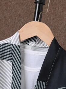 SHEIN 小男童條紋印花襯衫和短褲不帶T恤 - 彩色 - 查看 4