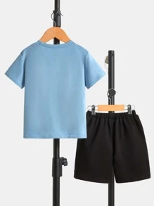 SHEIN Bộ thời trang bé trai Con số Lá thư Giải trí - Nhiều màu - Xem 2