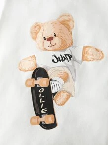 SHEIN 小男童字母和卡通圖案襯衫和短褲和T恤