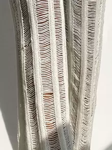 Summer Beach Hollow Out Crochet Cover Up Pants Without Bikini Bottom - White - View 3