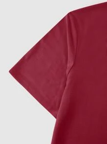 Manfinity Hypemode Men Cartoon Graphic Curved Hem Tee - Burgundy - View 3