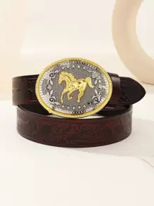 Thắt lưng khóa hình bầu dục trang trí ngựa - Nhiều màu - Xem 1