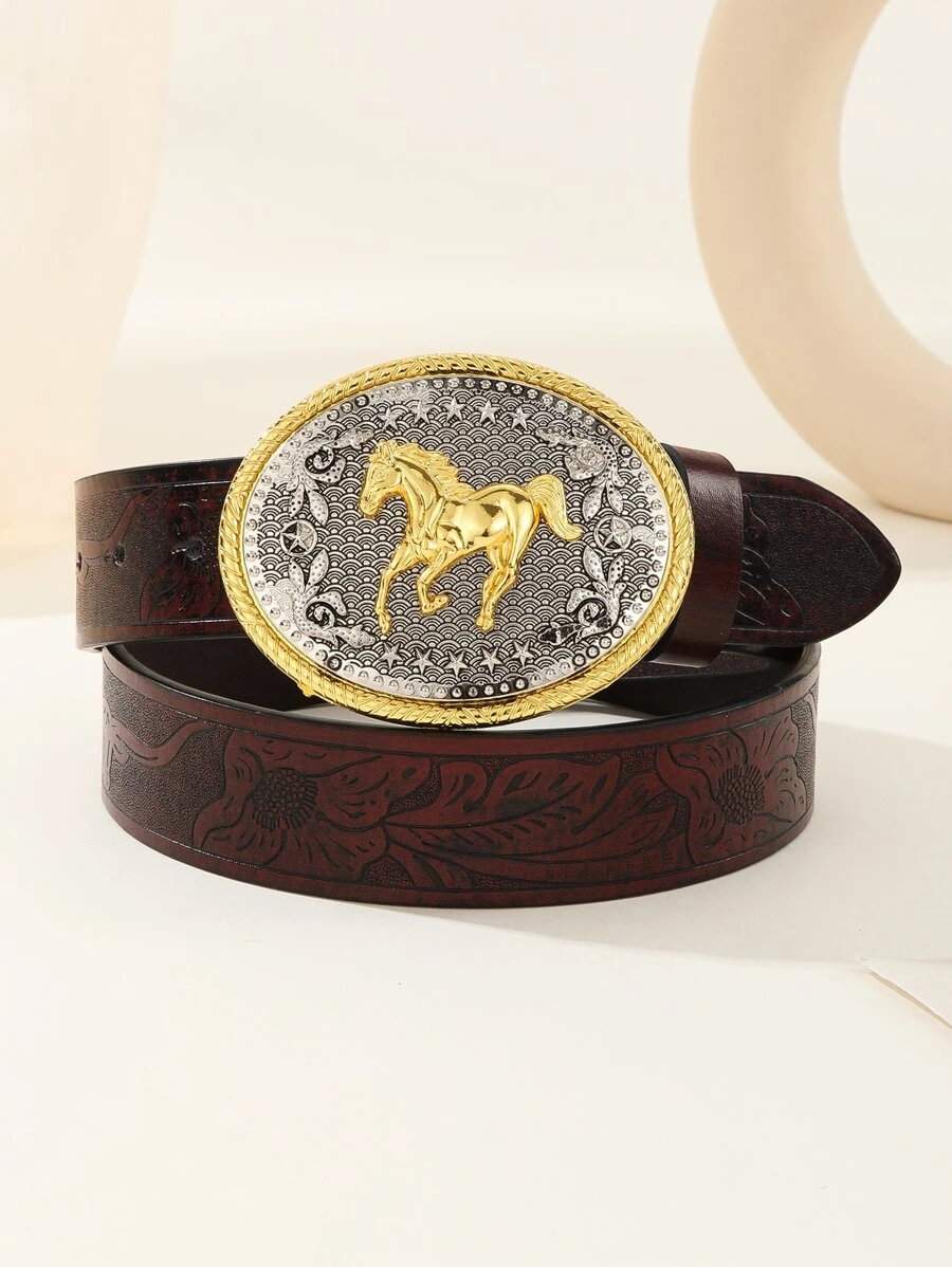 Thắt lưng khóa hình bầu dục trang trí ngựa - Nhiều màu - Xem 1