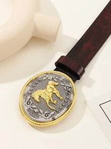 Thắt lưng khóa hình bầu dục trang trí ngựa - Nhiều màu - Xem 5