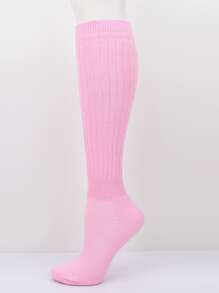 1 Pair Women's Mid-Calf/Knee High Slouch Socks, Solid Color Warm Socks, Cozy