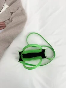 迷你菱形图案彩虹渐变压花设计多功能女士手提包单肩包 - 綠色 - 查看 4