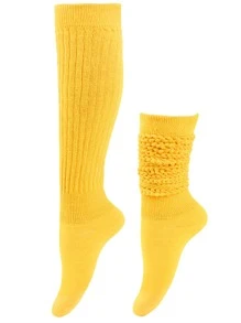 1 Đôi tất dài đến giữa bắp chân/đầu gối cho nữ, tất giữ ấm màu trơn - Màu vàng - Xem 4