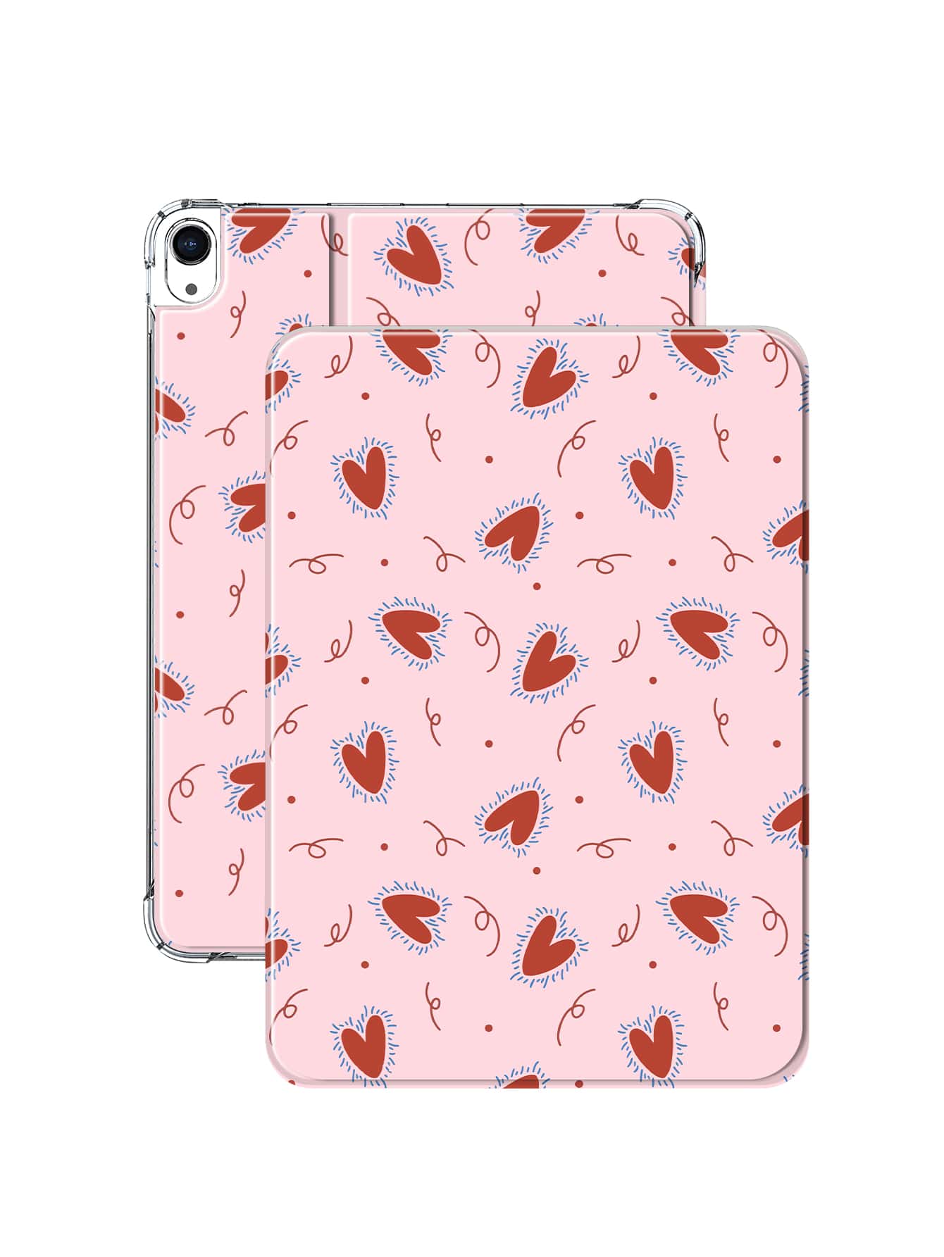 Vỏ màu hồng họa tiết trái tim Tương thích với iPad - Nhiều màu - Xem 1