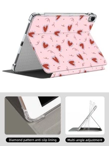 Vỏ màu hồng họa tiết trái tim Tương thích với iPad - Nhiều màu - Xem 3