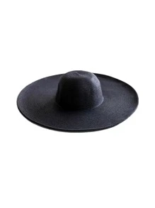 Solid Straw Hat - Black - View 3