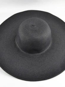 Solid Straw Hat - Black - View 4