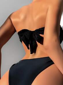 环链式抹胸比基尼上衣 夏季 - 黑色 - 查看 2