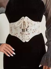 花卉圖案束腰帶 - 彩色 - 查看 1