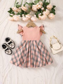 Đầm em bé Xù Nơ trước Sọc ca rô - Nhiều màu - Xem 2