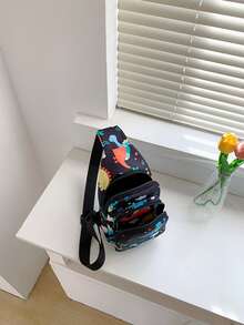 Boys Cartoon Dinosaur Pattern Sling Bag - Multicolor - View 3
