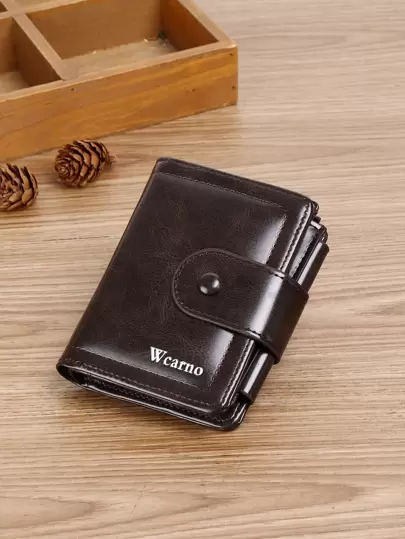 Wcarno 男士字母图案小号 PU 钱包 零钱包 小卡包 三折男士钱包 爸爸礼物 便携现金 白领阶层 男性 大学 工作 商务 通勤 办公室 周年纪念 情侣 生日礼物 情人节礼物 男士钱包 钱包 小钱包 男士钱包 真皮