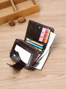 Wcarno 男士字母图案小号 PU 钱包 零钱包 小卡包 三折男士钱包 爸爸礼物 便携现金 白领阶层 男性 大学 工作 商务 通勤 办公室 周年纪念 情侣 生日礼物 情人节礼物 男士钱包 钱包 小钱包 男士钱包 真皮 - 咖啡棕 - 查看 3