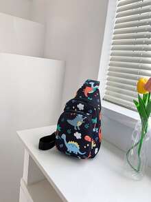 Boys Cartoon Dinosaur Pattern Sling Bag - Multicolor - View 7