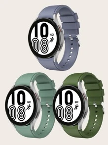 3pcs Compatible With Samsung Watch 4 Square Buckle Silicone Strap, Also Compatible With Samsung Galaxy Watch 5 Galaxy Watch 4 40mm/44mm, Galaxy Watch 4 Classic 42mm/46mm - Multicolor - View 1
