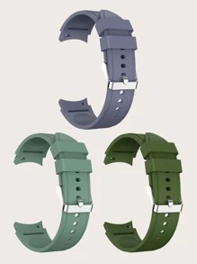 3pcs Compatible With Samsung Watch 4 Square Buckle Silicone Strap, Also Compatible With Samsung Galaxy Watch 5 Galaxy Watch 4 40mm/44mm, Galaxy Watch 4 Classic 42mm/46mm - Multicolor - View 2