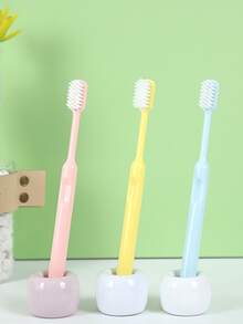 3pcs Plain Soft Toothbrush Set - Multicolor - View 2