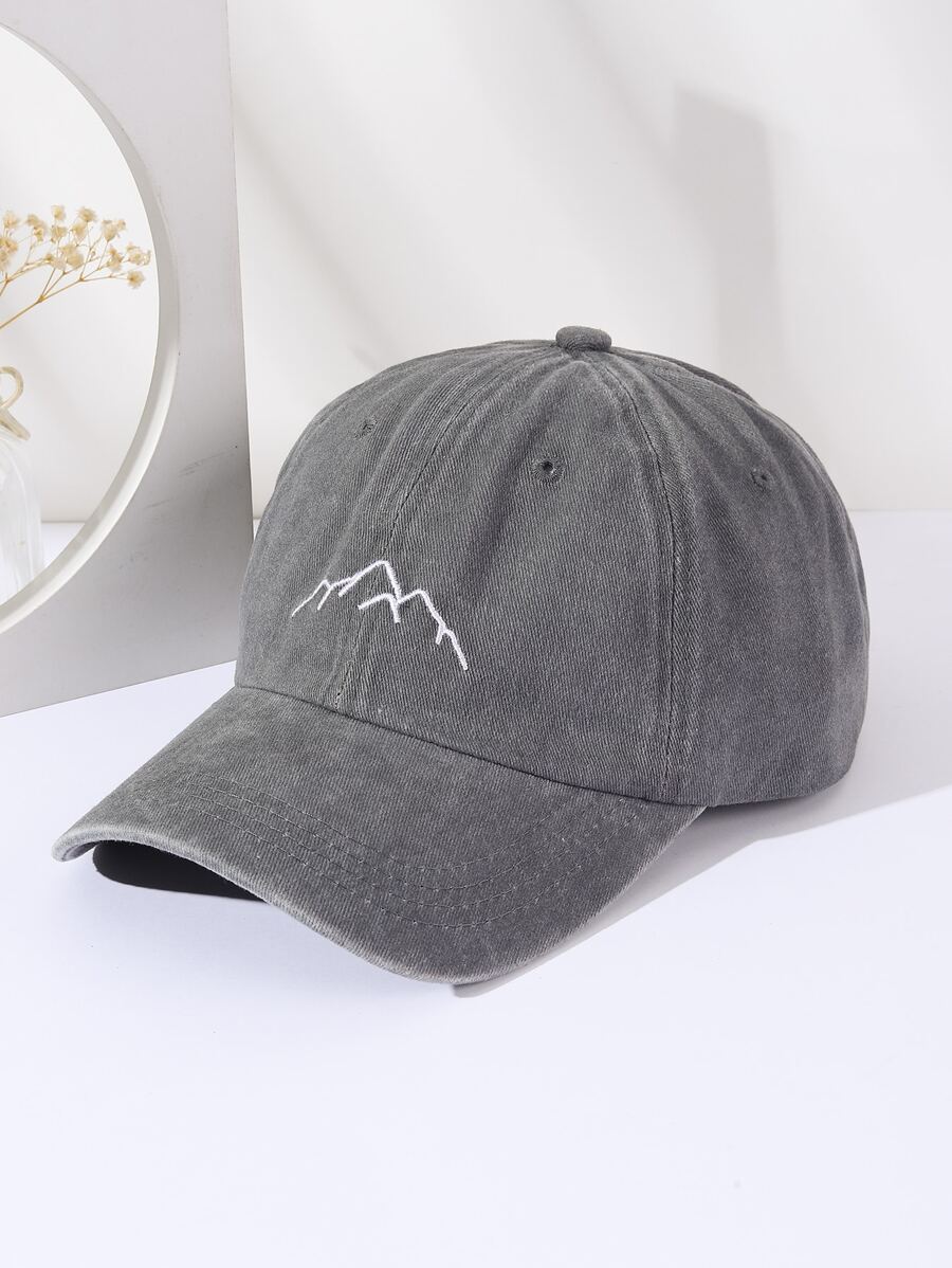 山刺繡棒球帽 - 淺灰色 - 查看 1