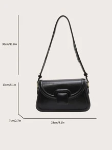 Minimalist Flap Square Bag - Black - View 3