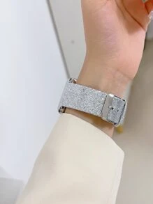 Glitter Watchband Compatible With Apple Watch - Silver - View 4