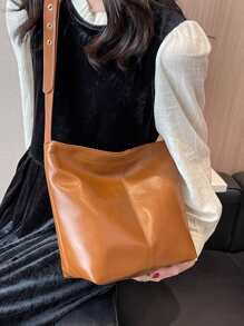 Bolso hobo minimalista - Marrón - Ver 3