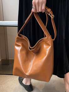 Bolso hobo minimalista - Marrón - Ver 5