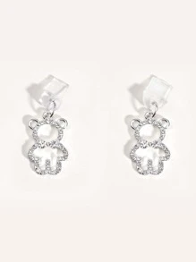 1入組水鑽裝飾熊設計手機防塵塞 - 銀色 - 查看 2